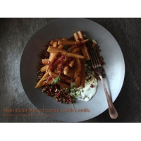 Moroccan Spiced Carrots with Lentils and Pomegranates